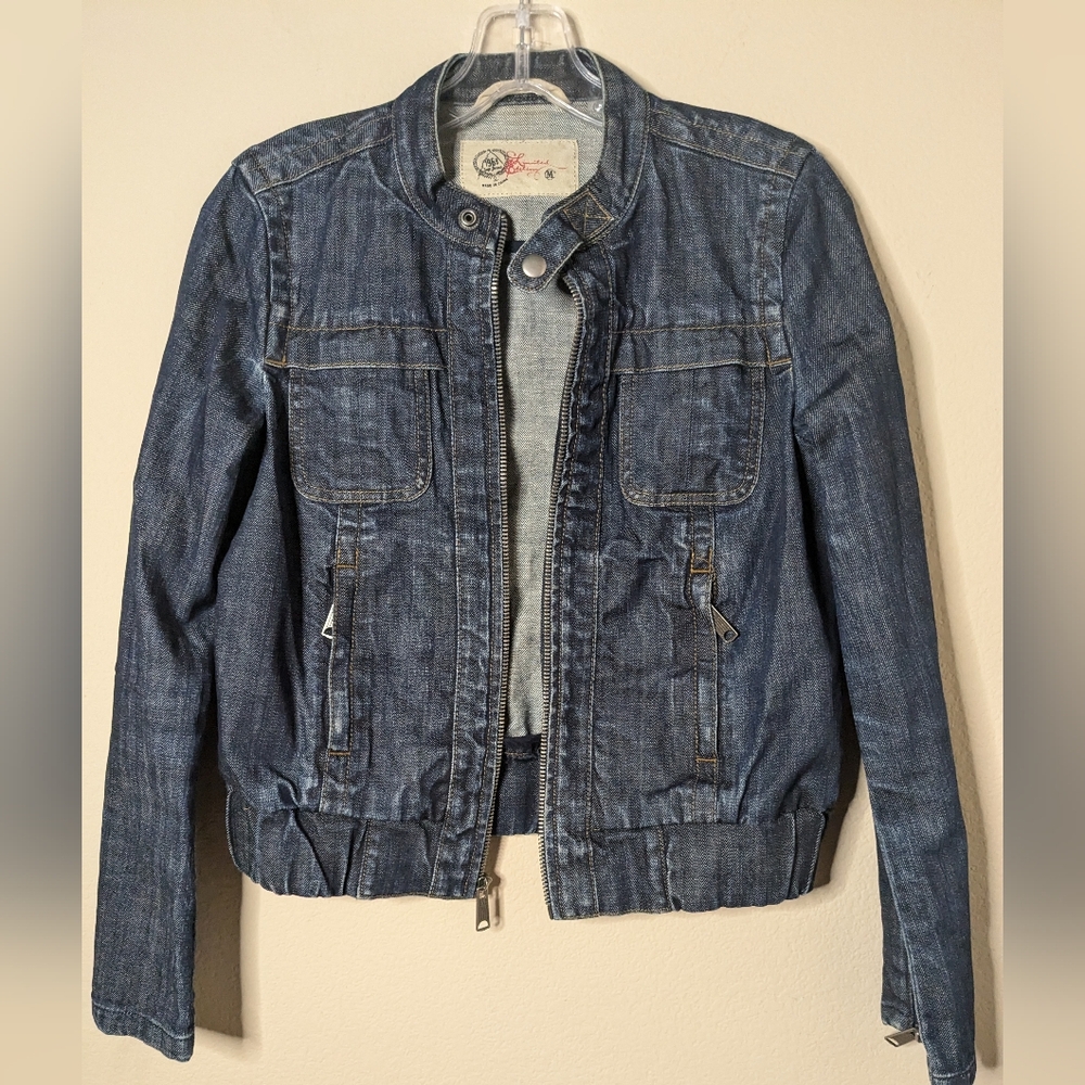 Gap Jean Jacket Limited Edition 1969 Collarless Dark Wash Denim Coat Size M
